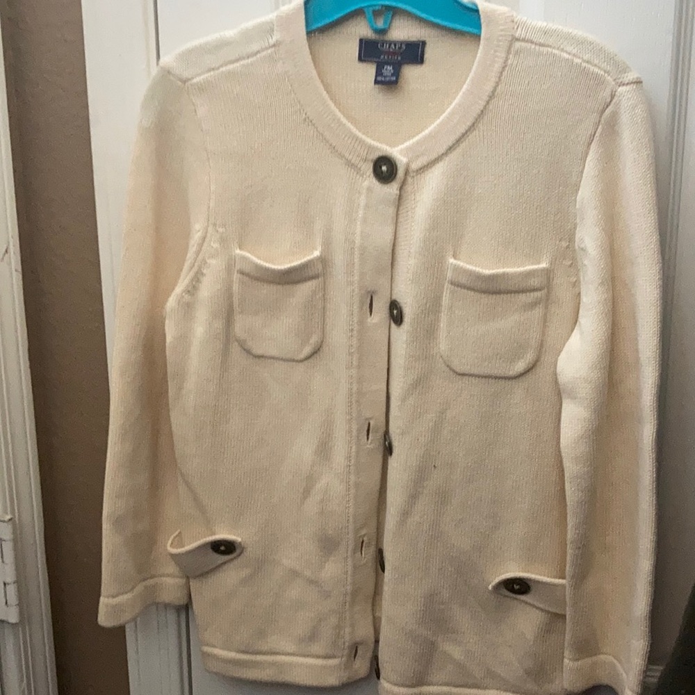 FINAL MARKDOWN Chaps cotton cardigan petite medium